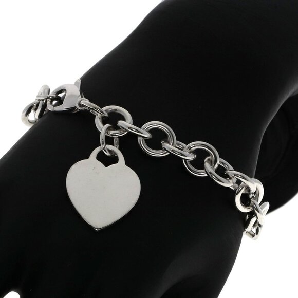TIFFANY Silver Heart Charm Bracelet - Picture 5 of 8